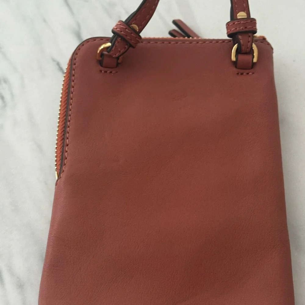 Tory Burch New Light  Brown and Gold Charlie Mini Phone Crossbody